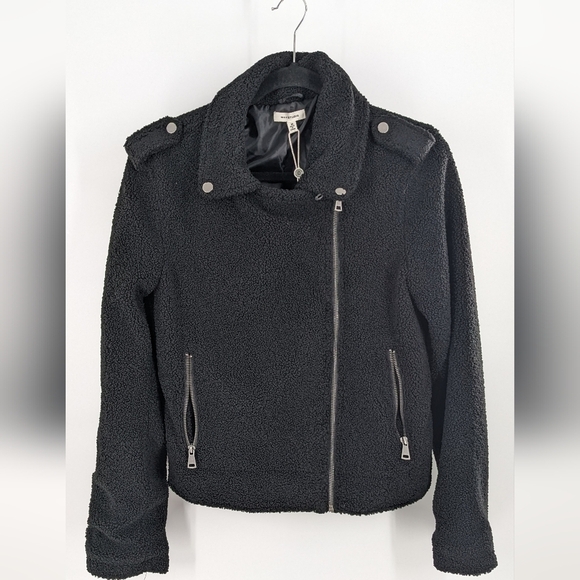 Max Studio Faux Shearling Moto Jacket New Size M - Picture 4 of 7